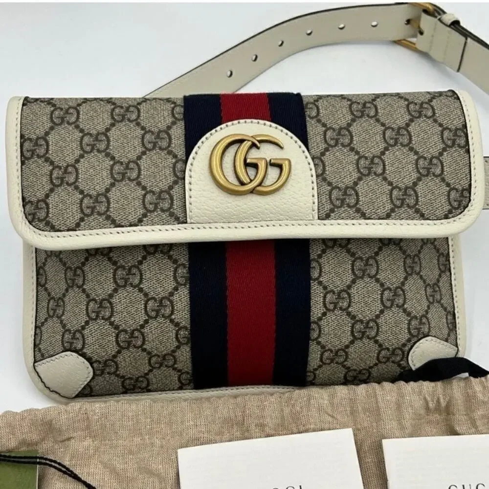 Women's Gucci brown/white GG canvas web
Ophedia Belt bag 80cm/32" adjustable - Picture 3 of 15